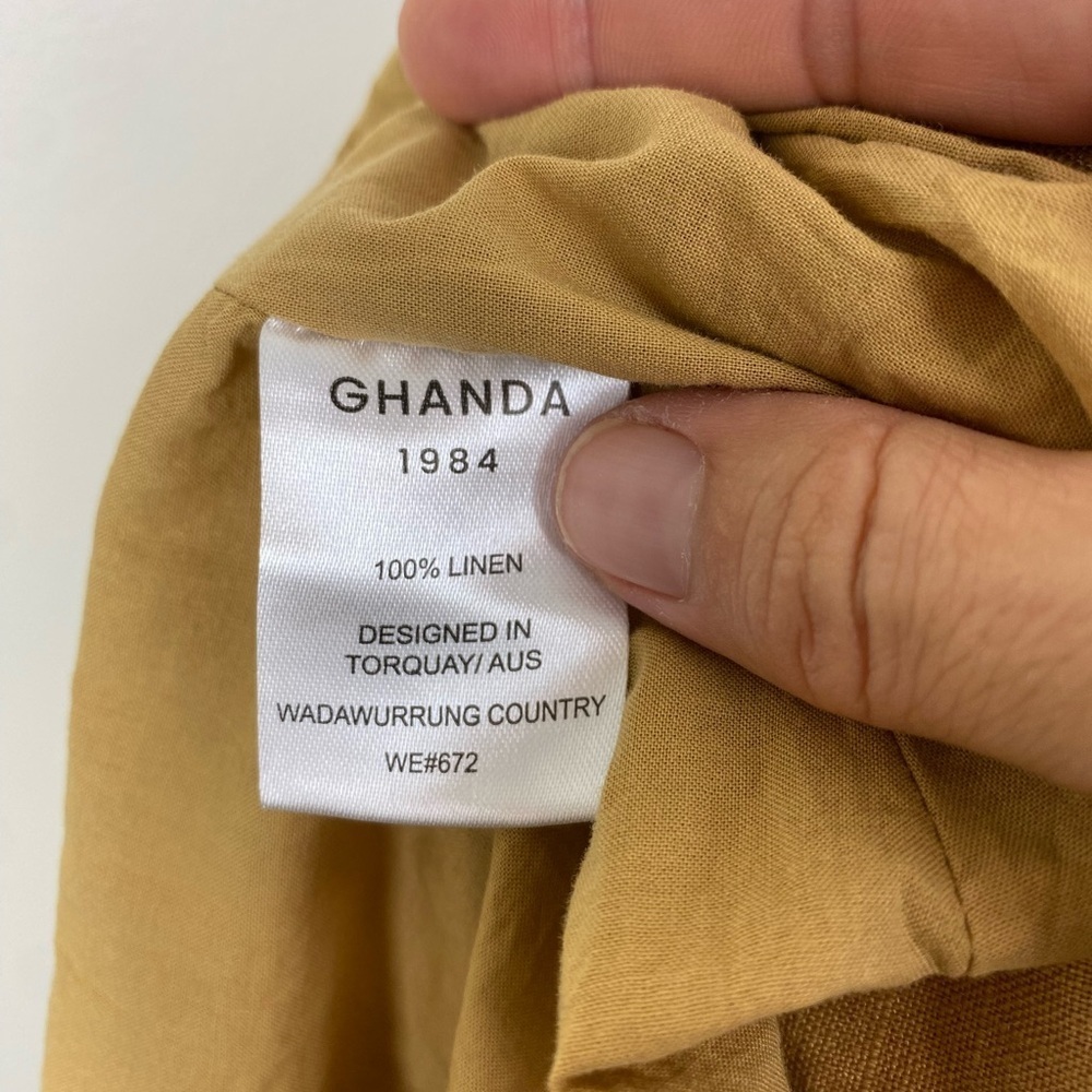 GHANDA Australia Camel Linen Western Coastal Cowgirl Fit Flare Mini Dress XS - Picture 6 of 7
